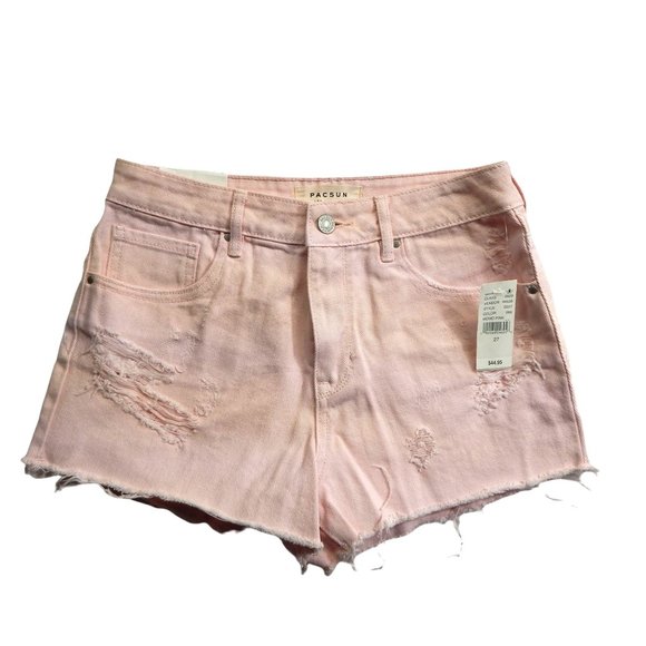 PacSun Womens High Rise Cut Off Short Shorts Denim Pink  Size 27 - Picture 1 of 8
